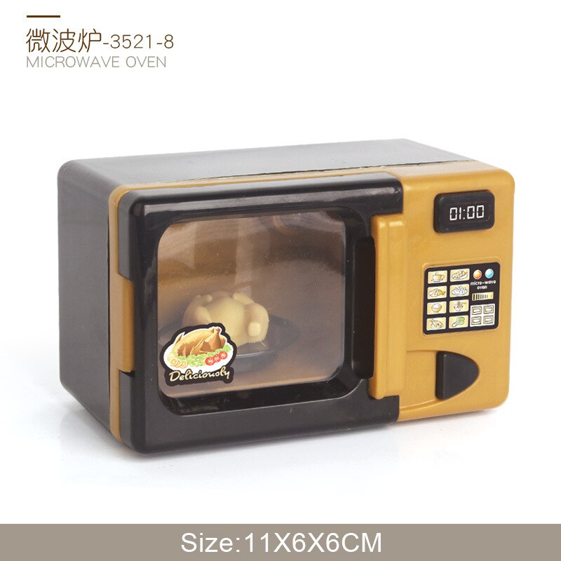 Online Celebrity Kinderen Mini Keuken Set Meisje Model Speelhuis Zwart En Gouden Kleine Apparaten Speelgoed Koelkast Wassen Ma: Microwave Oven