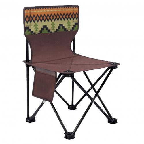 Silla plegable portátil para pesca, taburete para pintar bocetos al aire libre, para Camping, pesca, viaje, con bolsillo lateral, respaldo retráctil: Ethnic