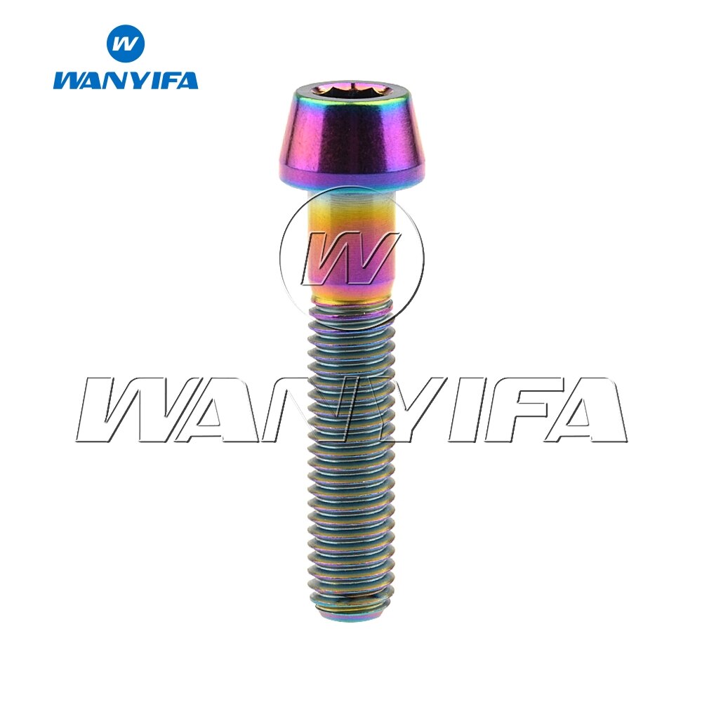Wanyifa titan bolter  m8 x 35 40 45 50 70mm unbrakonøkkel konisk skrue for sykkel motorsykkel bil klasse 5 titan ti bolt: 40mm regnbue