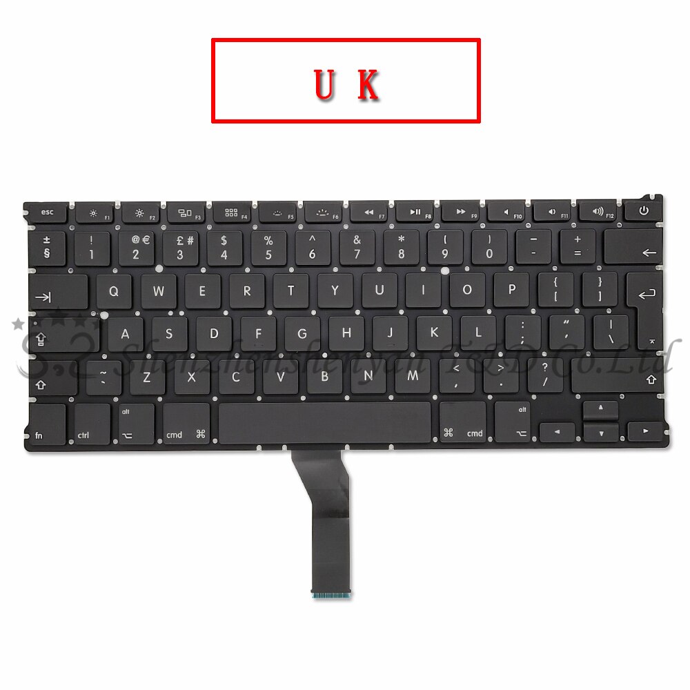 US UK Replacement Keyboard Russian Spain French German Russian Korean Layout for Macbook Air 13 &quot;A1369 A1466 Years: UK