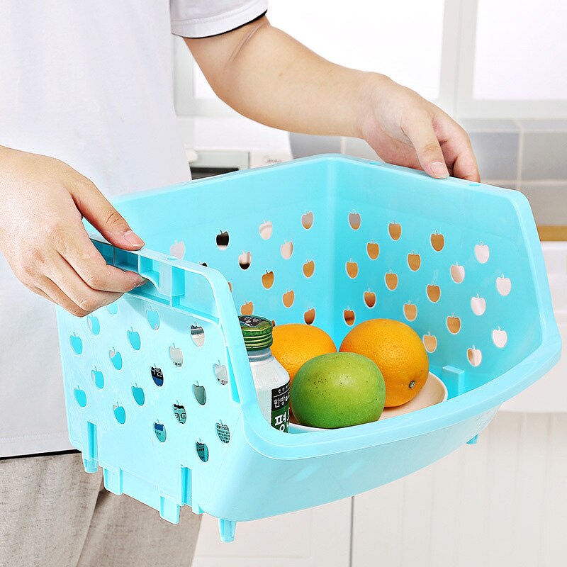 1Pcs Plastic Can Be Stacked Storage Basket Fruit And Vegetables Holders Rack Store Many Debris Kitchen Tools FY0047