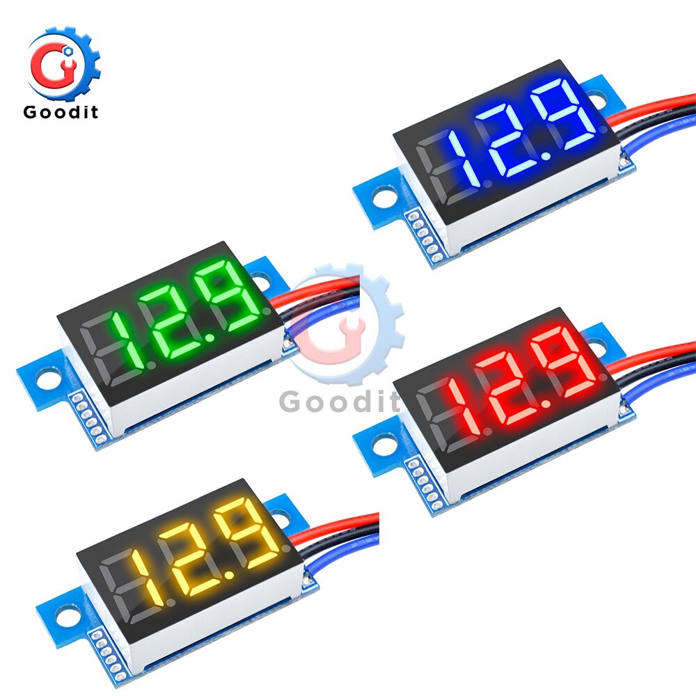 LED Mini Digital Voltmeter Blue/red/green LED Display Volt Meter 0.36 Inch DC 0-100V Gauge Volt Voltage Panel Meter 3 wires