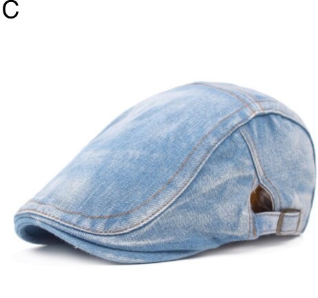 Summer Unisex Casual Beret Hat Flat Cap Newsboy Style Gatsby Hat Adjustable Breathable Mesh Caps Denim Beret Hat: C