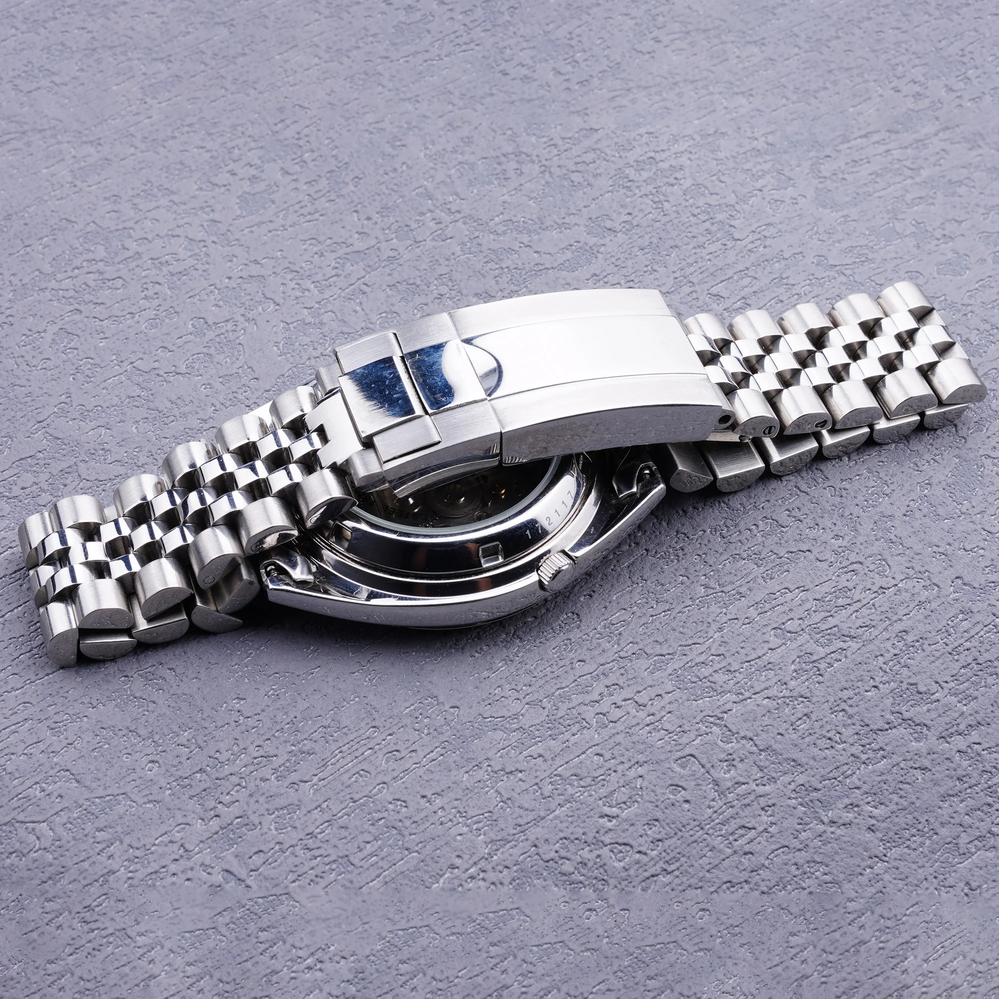 19 mm zilveren holle gebogen uiteinde massieve schroefschakels horlogeband jubileumband voor Seiko 5 SNXS73K1 SNXS75 SNXS77 SNXS79K1 SNX79J1