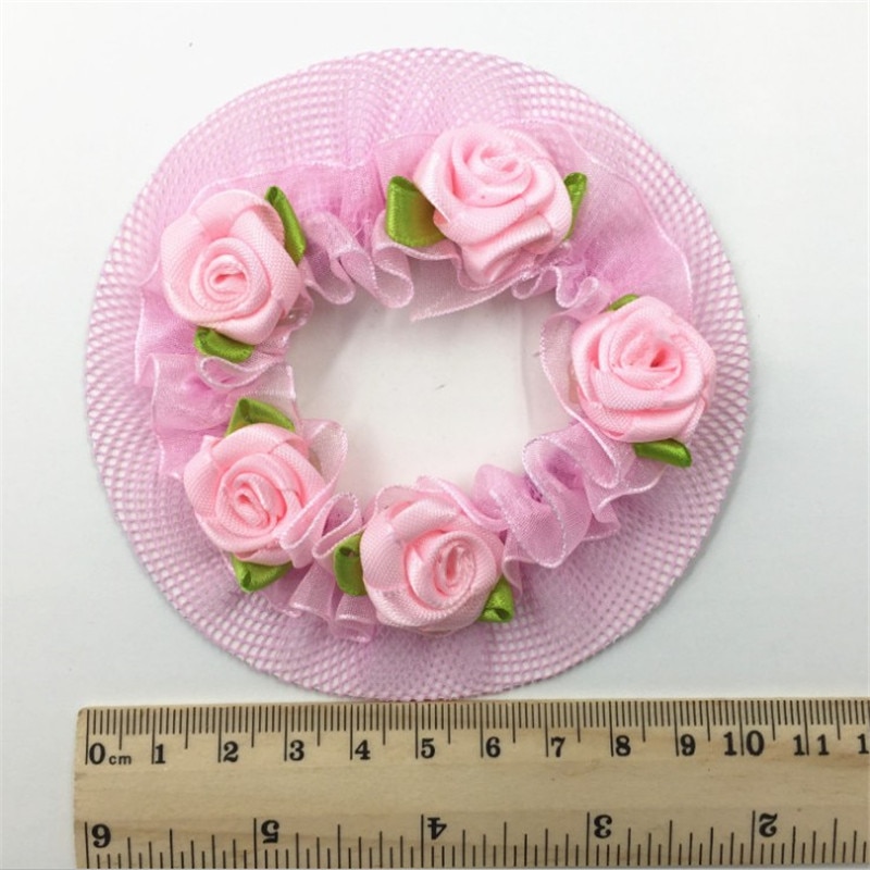 Cute Flower Girls Bun Hair Nets Mesh Cap Adjustable Kids 5 Colors Ballet Dance Grade Examination Elastic Hair-net Maker Headband
