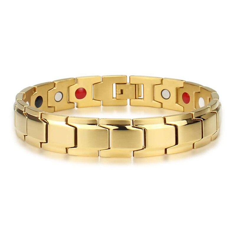 Gezondheidszorg Gewichtsverlies Magnetische Therapie Elemental Armband Artritis Pijn Gezondheid Energie Bio Magnetische Mannelijke Sieraden Cadeau: Gold