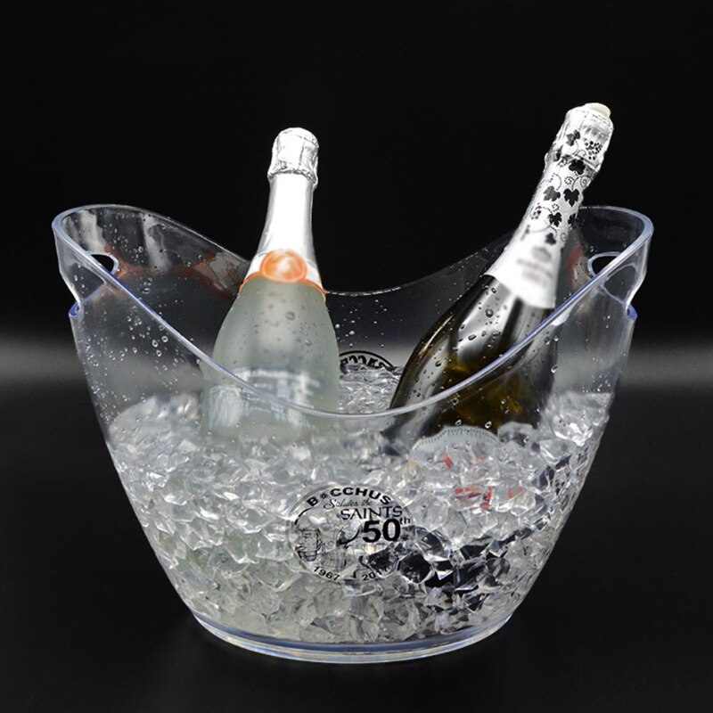 Transparent 8L Plastic Ice Bucket Bar Wine Trough Water Entertainment Stand Wine Holder Glass Wine Bottle Storage Cooler