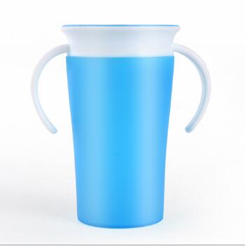 1PC 360 Degree Can Be Rotated Cup Baby Learning Drinking Cup LeakProof Child Water Cup Bottle 260ML: Blue