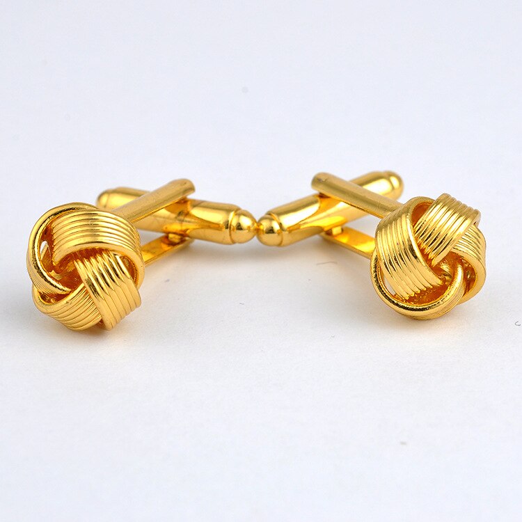 rond soie noeud boutons de manchette couleur argent or hommes chemise boutons de manchette pour hommes femmes Spinki mâle manchette bijoux: Style 3 Gold