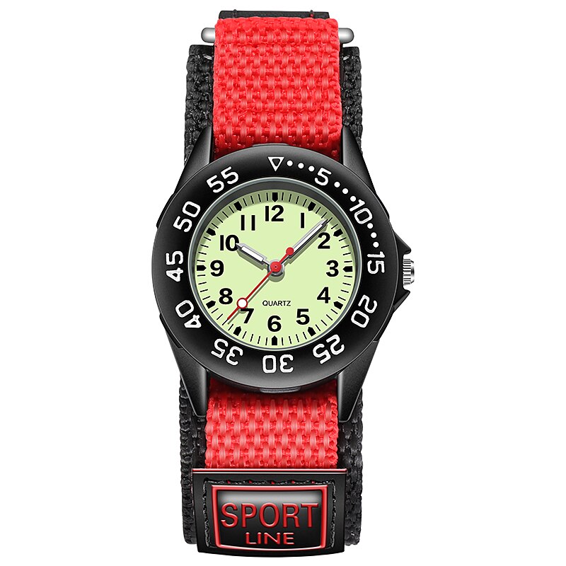 Lunette rotative de 31mm, cadran lumineux, sangles en Velco NATO, mouvement à Quartz, pour enfants: Red
