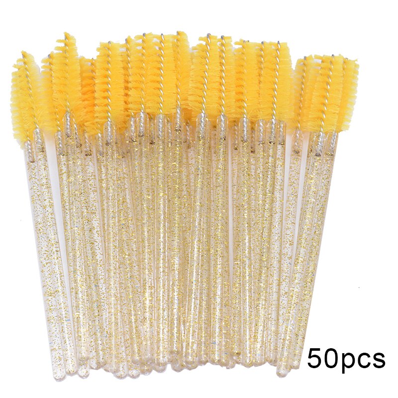 50 szt. Jednorazowe mikro brokatowe tusz robić rzęs różdżki mini kryształbyć winnym oko robić rzęs grzebień robić brwi przybory kosmetyczne robić makijażu