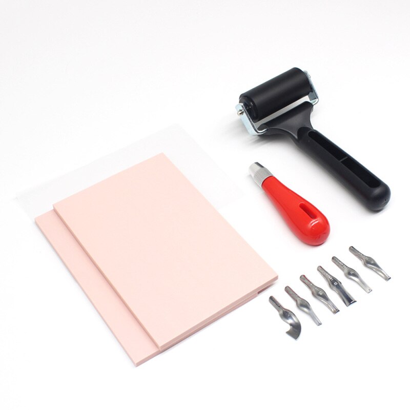 Kit de fabricación de sellos de goma para grabado, herramientas de arte artesanales hechas a mano, accesorios de rodillo cortador, 1 Juego