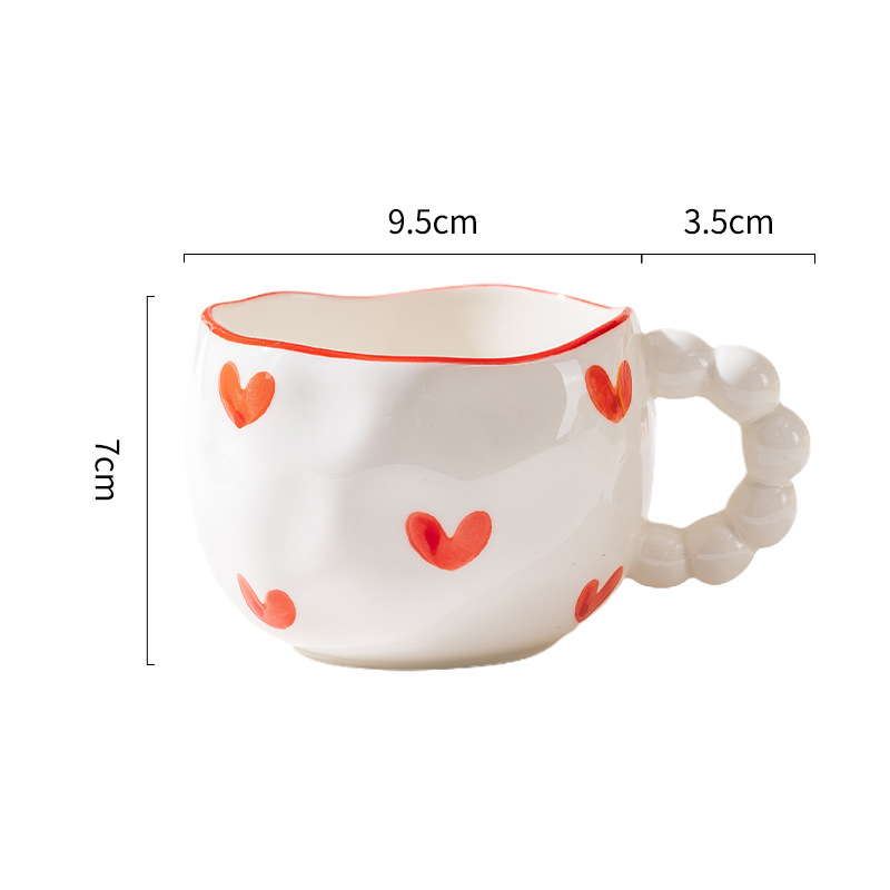 Urocze ceramiczne kubki z wzorem chmur i serc, filiżanki robić kawy, kubki robić herbaty mlecznej z kwiatami, naczynia robić napojów 250 ml, kuchnia: zielony