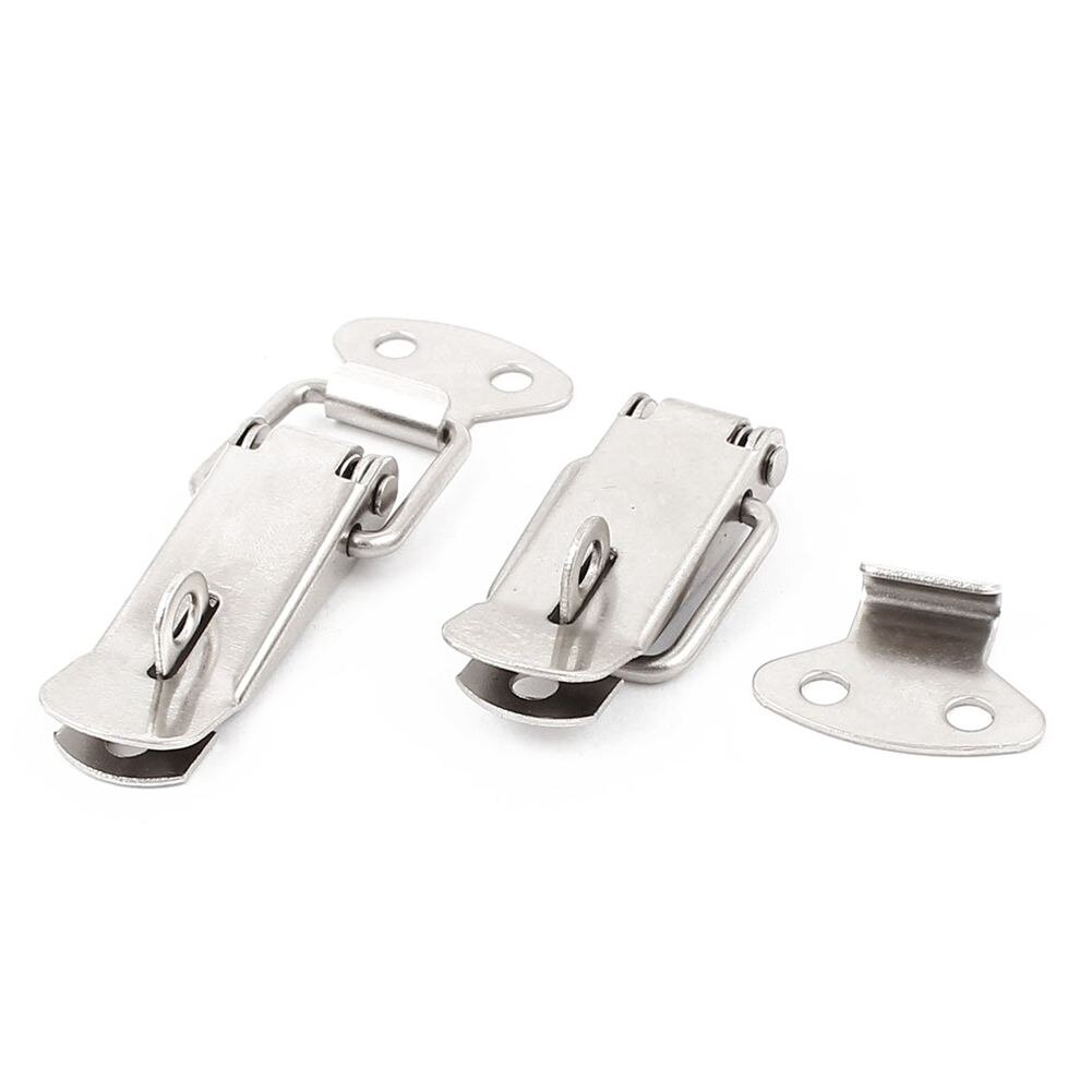 2x Case Chest Spring Loaded Draw Lock stainless steel Toggle Latch Hasp Silver