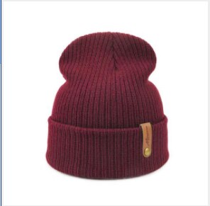 Mode Vrouwen Mannen Winter Hoed Gebreide Skuilles Mutsen Voor Vrouwen Hoeden Bivakmuts Unisex Winter Cap Mannen Hoed: Wine red