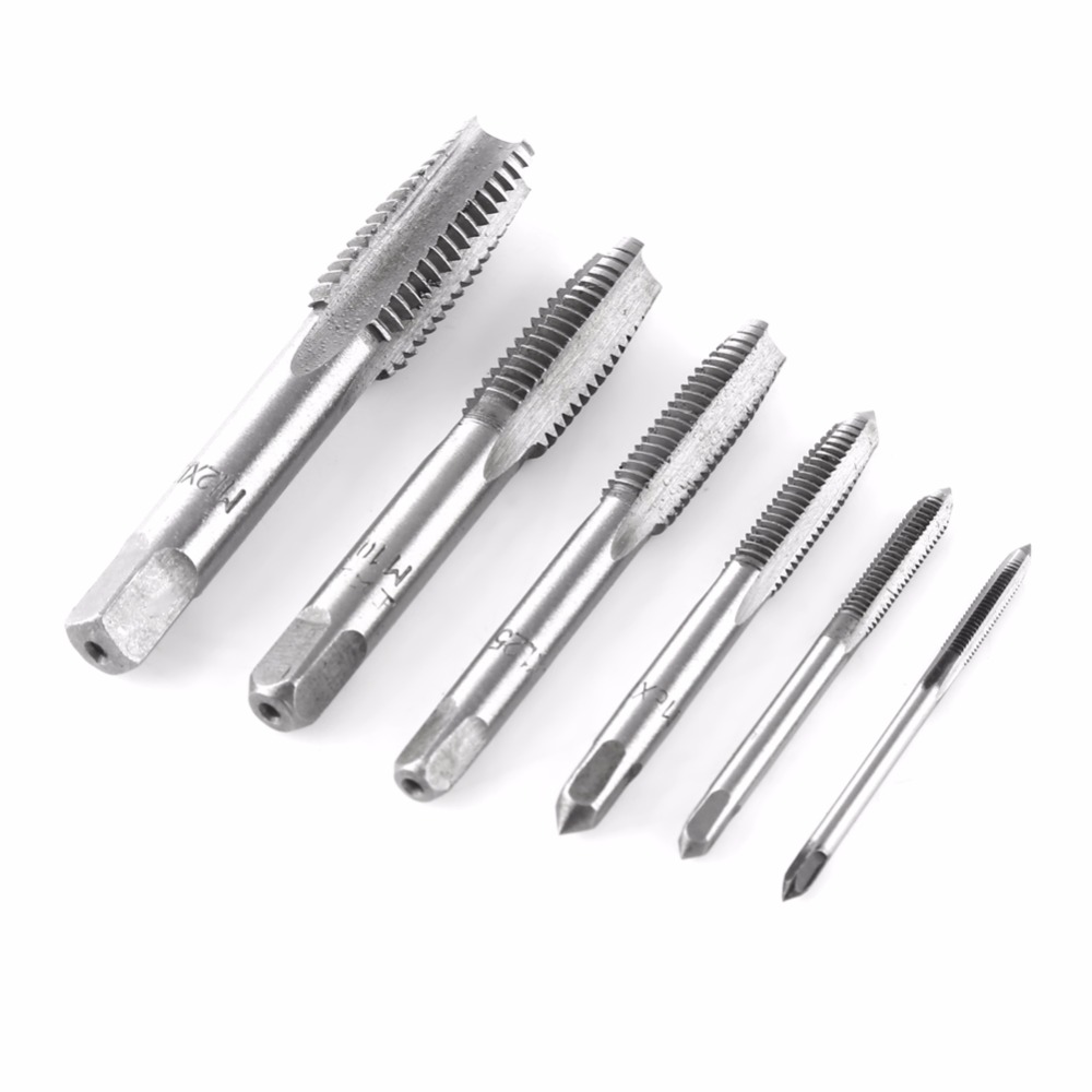 12pcs M3 M6 M8 M10 M12 Hand Schroefdraad Plug Tap Boor Set Rechte Fluiten Hand Tool Set Draad tap Tool