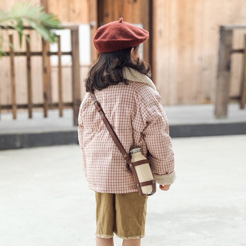 Chaqueta de plumón a cuadros para niño y niña, abrigo grueso con cuello de lana, traje de invierno cálido para la nieve, ropa para bebé de 2 a 10 años