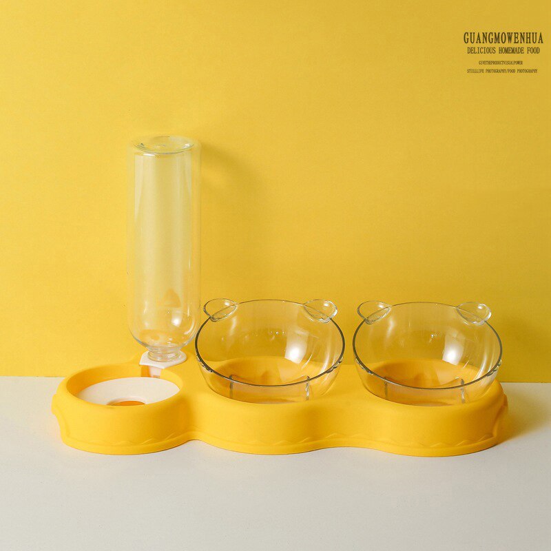 Cat Double Food Bowl Moisture-proof Mouth Three-purpose Automatic Feeder Anti-overturning Pet Dog Bowl Cat bowl Snack Bowl: D