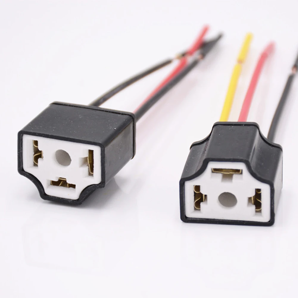 Adaptador de enchufe de Base de bombilla H4 para coche, portalámparas de cerámica Universal H4, arnés de cableado, Base de bombilla de faro, enchufe de haz de luz, 2 uds.