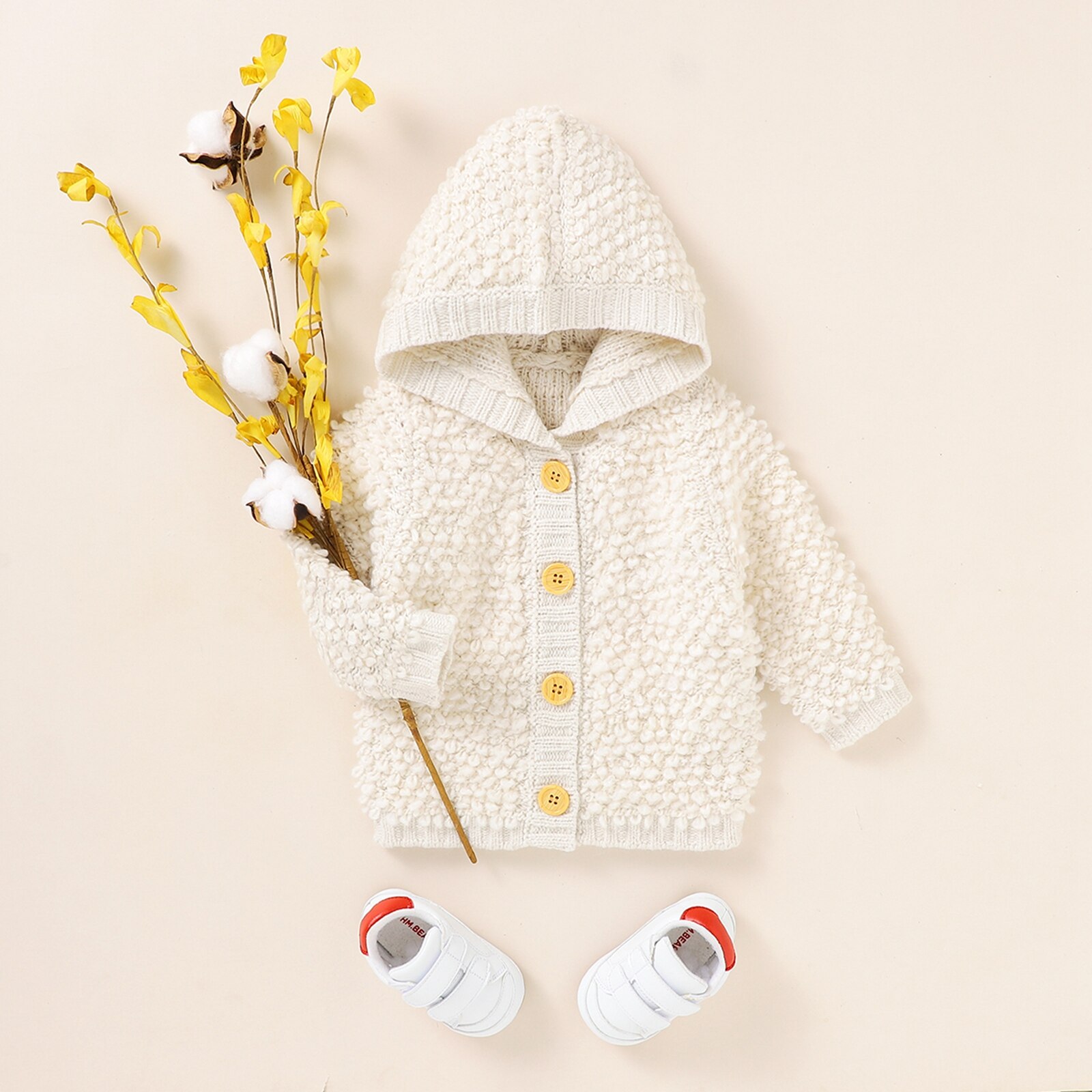 Peuters Herfst Jas Effen Kleur Capuchon Lange Mouw Knop-Open Vest Voor Baby Meisjes Jongens 0-18 maanden