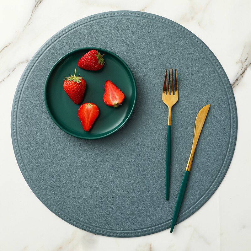 1Pc Ronde/Rechthoekige Faux Lederen Placemat Waterdicht Olie-Proof Warmte-Isolerende Tafel Mat Hotel Restaurant Tafel pu Placemat