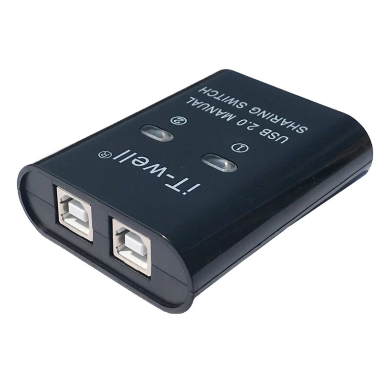 Usb tulostimen jakamislaite 2 in 1 ulos tulostimen jakamiskytkin 2- portti manuaalinen kvm kytkentä jakaja keskitin muunnin: Musta