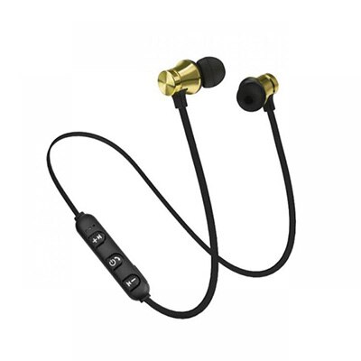 Auriculares Bluetooth 4,2 Con banda para el cuello, auriculares inalámbricos magnéticos estéreo para música, auriculares metálicos con micrófono para todos los teléfonos: gold