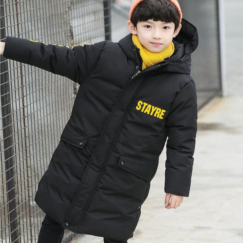 Russia Snowsuit Winter Boys Long Over-Knee Coat Clothes Waterproof Windproof Outdoor Thicken Hooded Parka Jacket For Kids