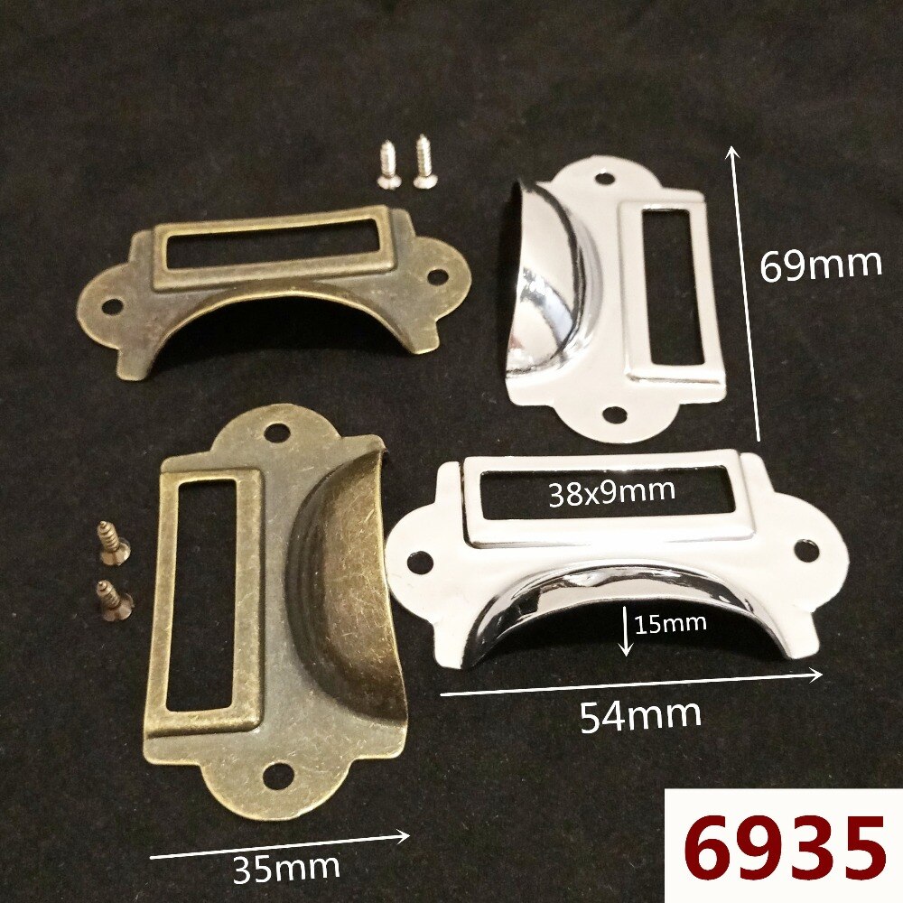 10 pcs Wonzeal Antiek Messing/Zilver Metalen Label Pull Frame Handvat Bestand Naam Kaarthouder Voor Meubels Kast Lade box Case Bin