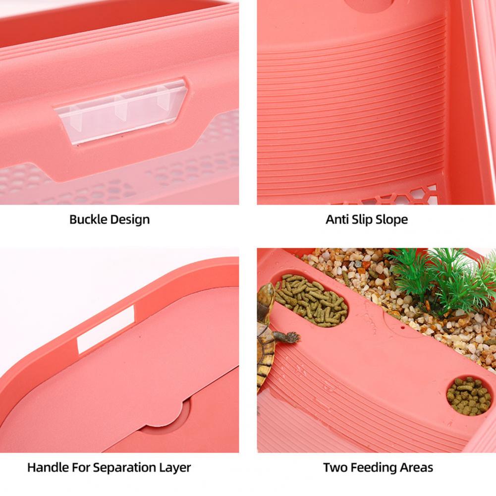 Stable Fish Tank with Bask Platform Anti Slip Slope Reusable Mini Fish Tank Turtles Habitat Container