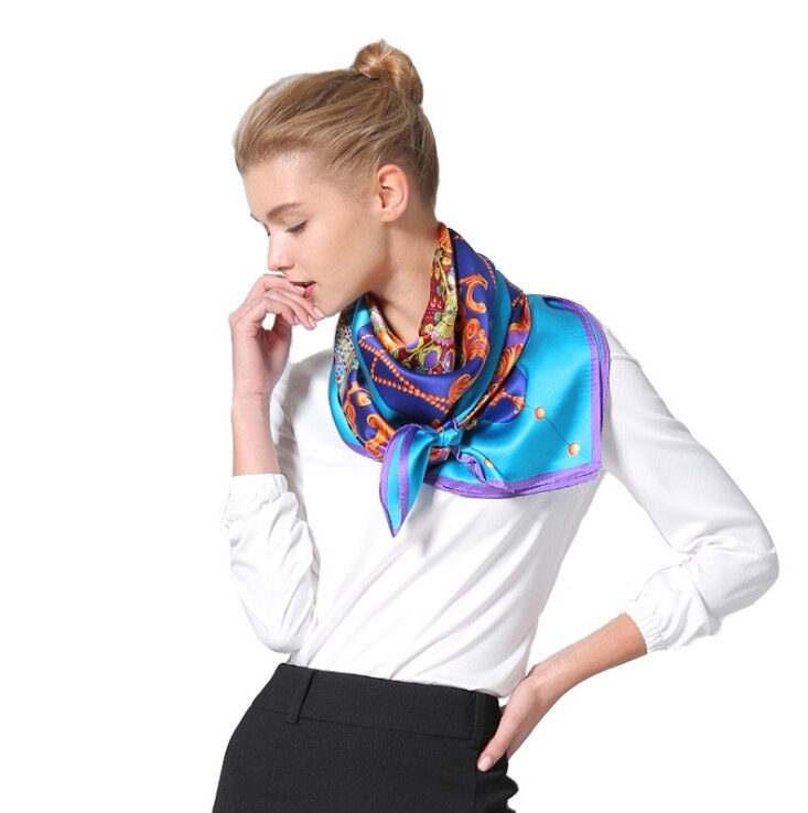 Hof Handgemaakte Zijde Zeefdruk Gedrukt Zijden Sjaals Zijde Zijde Crêpe Satijn Grote Vierkante Handdoek