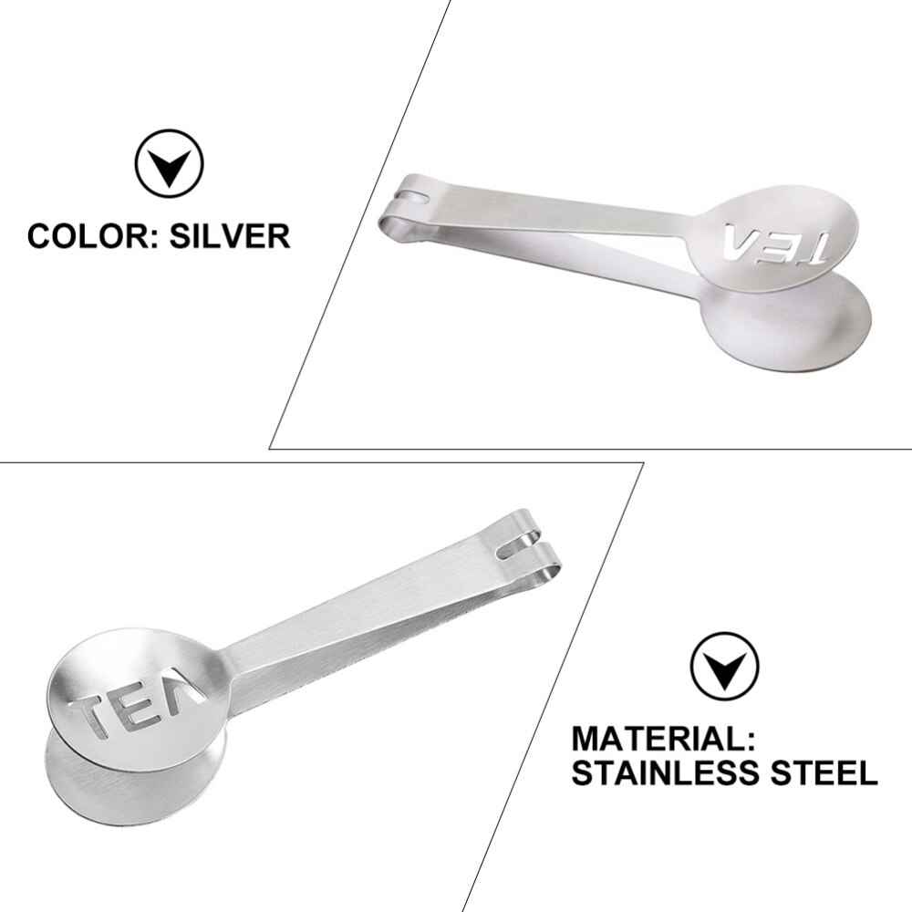 2 Pcs 1 Bag Rust-proof Tea Bag Holders Multipurpose Ice Cube Clamps (Silver)