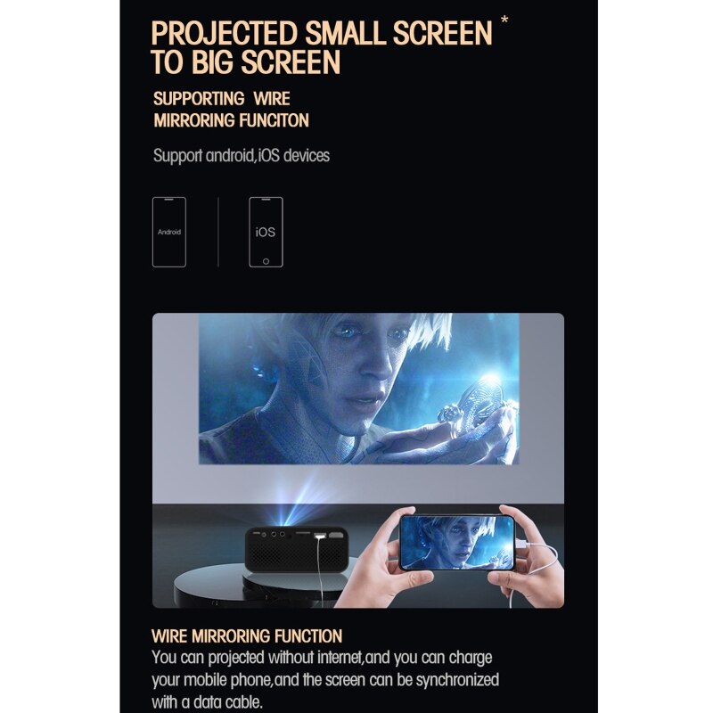 T500 1920X1080P 80 Lumen Draagbare Mini Home Theater Led Hd Digitale Projector Met Afstandsbediening &amp; Adapter