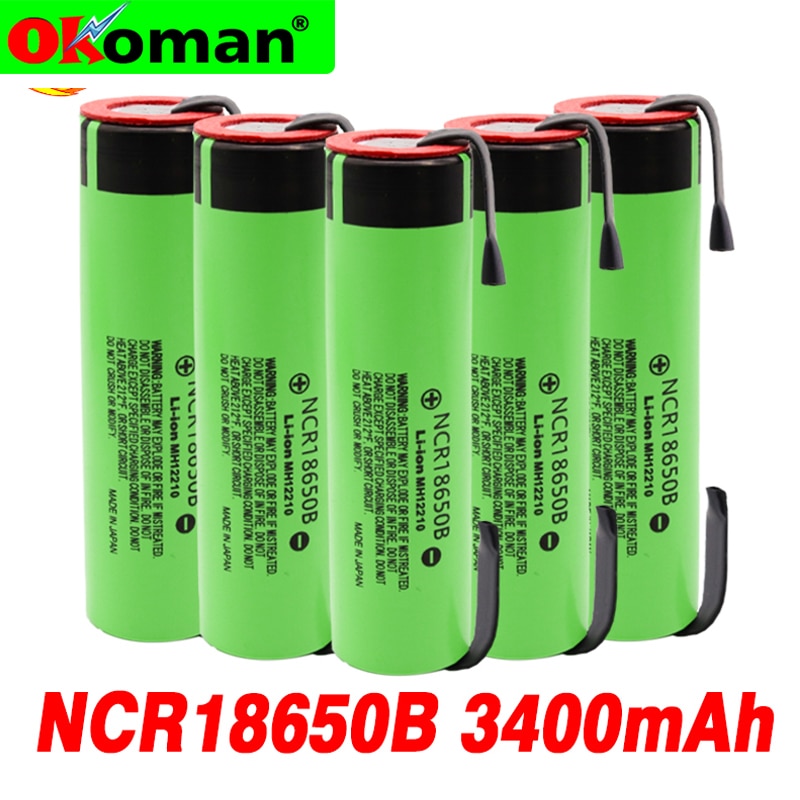 Original 18650 Replacement Batteries NCR18650B 3.7 v 3400mah 18650 Lithium Rechargeable Battery Welding + Nickel Sheet batteries