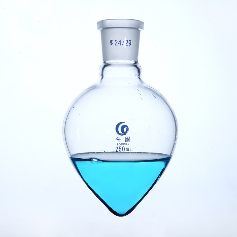 Matraz de vidrio en forma de pera, frasco de cono de vidrio de borosilicato, resistencia a altas temperaturas, equipo de laboratorio inferior ogival
