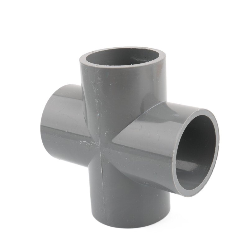 1pc 20/25/32/40/50mm PVC Pipe Cross Connector Garden Irrigation Aquarium Fish Tank Tube 4-Way Adapter Fittings Water Pipe Joints: ID 25mm / Grey