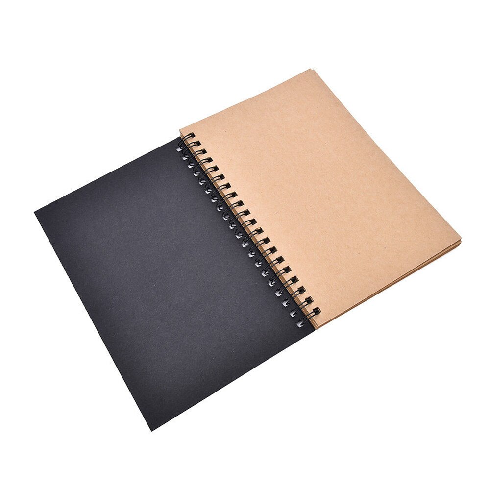 Hård baksida spiralbunden spole skissbok blankpapper kraft skisspapper skolkontorsmaterial: 4