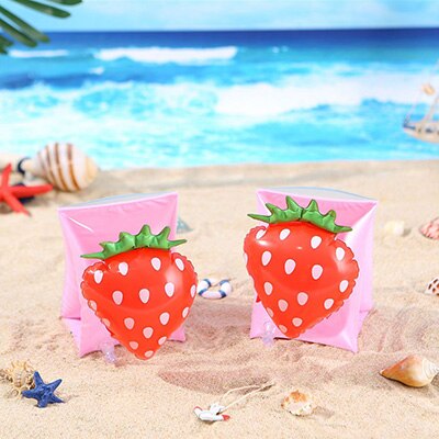 1 paar Opblaasbare Rolls Eenhoorn Flamingo Zwembad Arm Cirkel Ringen Buis Band mouw Drijft Veiligheid Voor Kinderen Beginner: Strawberry