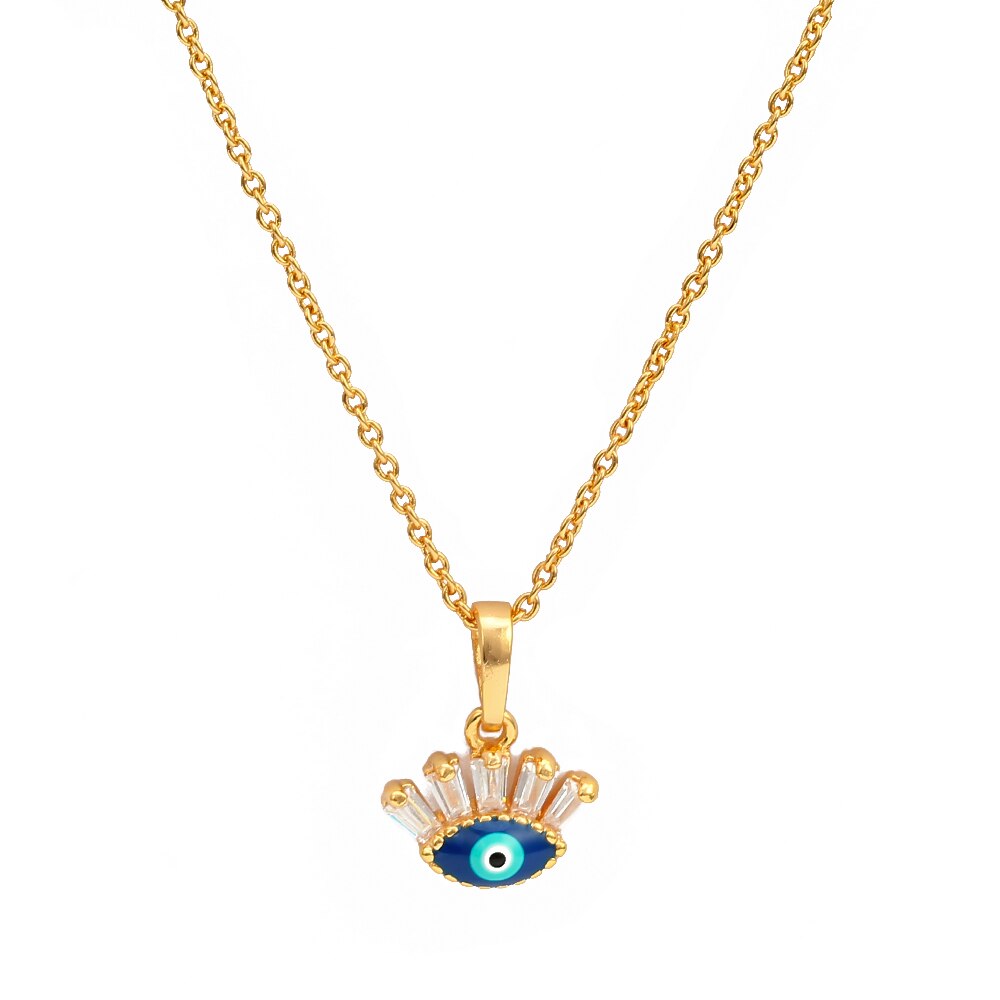 Ojo de la suerte Fátima Hamsa mano turco mal ojo colgante collar de Color dorado cadena larga Collar para mujeres niñas joyería de