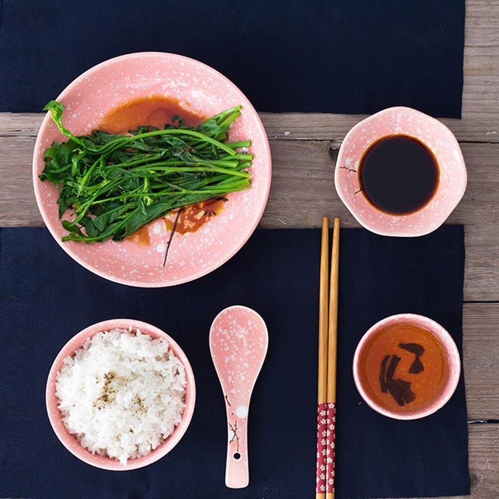 Japansk stil keramisk bordservice husholdningsbestik keramisk servise spisebordsfadssæt middagsæt miljøvenligt