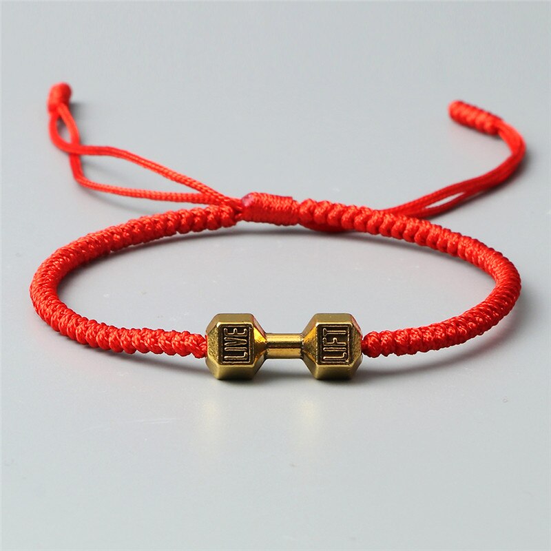 Charme Tibetischen Buddhistischen Woven Hanteln Armbänder &amp; Armreifen Für Frauen Männer Glück Handgemachte Knoten Seil Armband Barbell Bead Schmuck