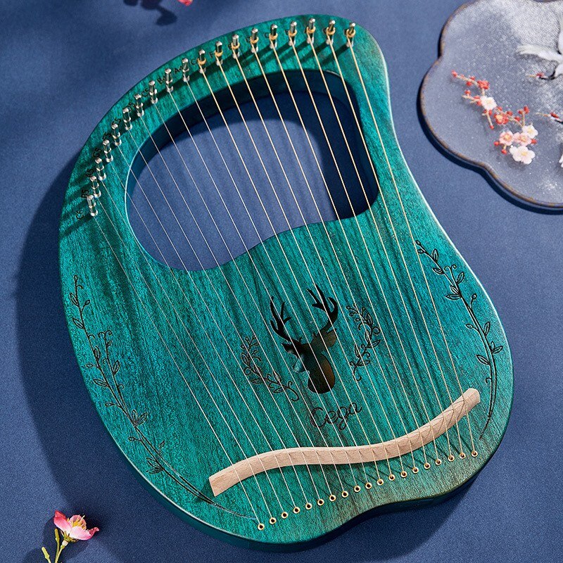 -Cega Lyre Harp,16 String Harp Mahogany Lyre Harp,Portable Stable Sound Harp for Instrument Lovers Beginners