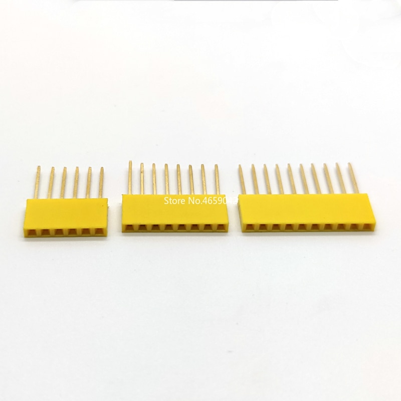 10 stk 2.54mm stablebare lange ben hun-header 2/3/4/5/6/8/10/15p enkeltrads kobling flerfarget uttak for arduino pcb