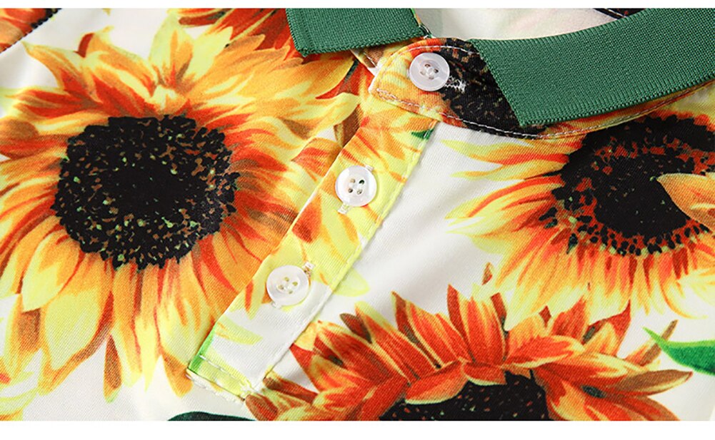 1-6Y Kids Boys Shirt Sunflower Print Tops Summer Stylish Short Sleeve Lapel Tops for Children Baby