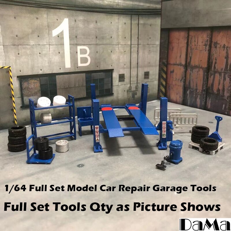 Diorama 1/64 Model Car Repair Tools Set for Garage,Parking Lot Photo Display