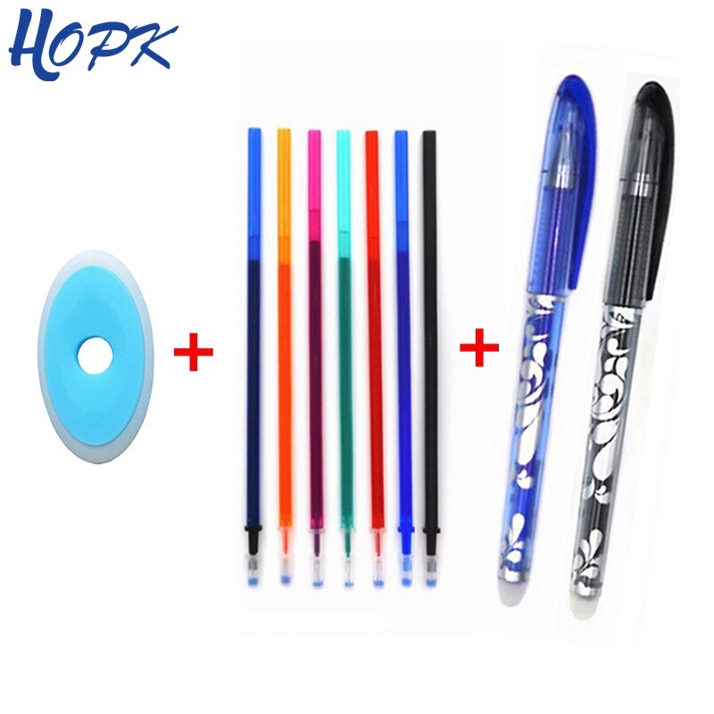 Erasable Pen Set 0.5mm Blue Black Color Ink Writing Gel Pens Washable handle for School Office Stationery Supplies