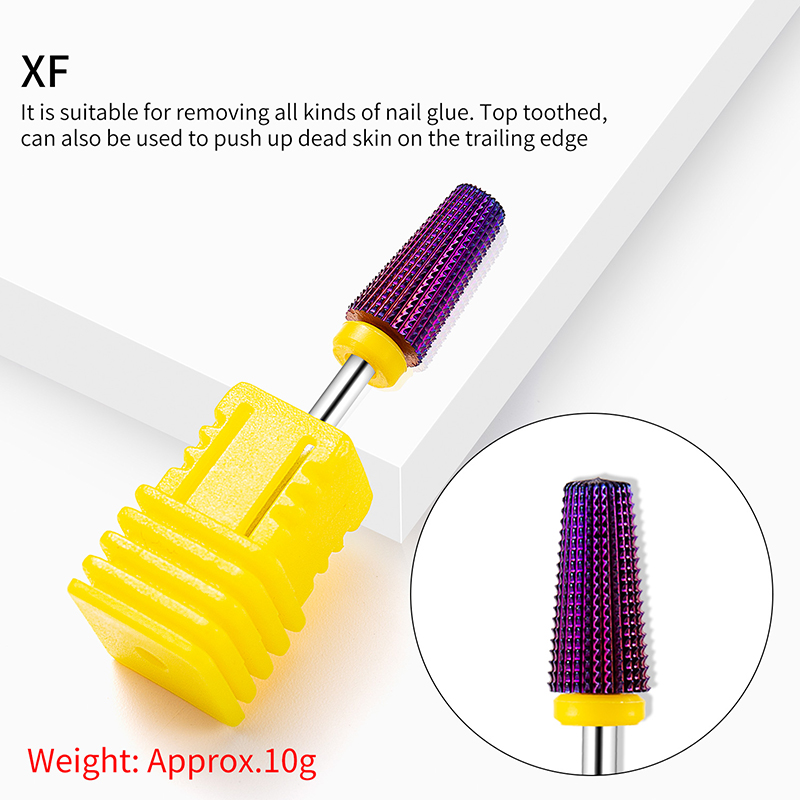 Brocas de carburo de tungsteno chapadas en púrpura para uñas, accesorios de manicura, cortador de fresado, , 5 en 1: Caqui oscuro