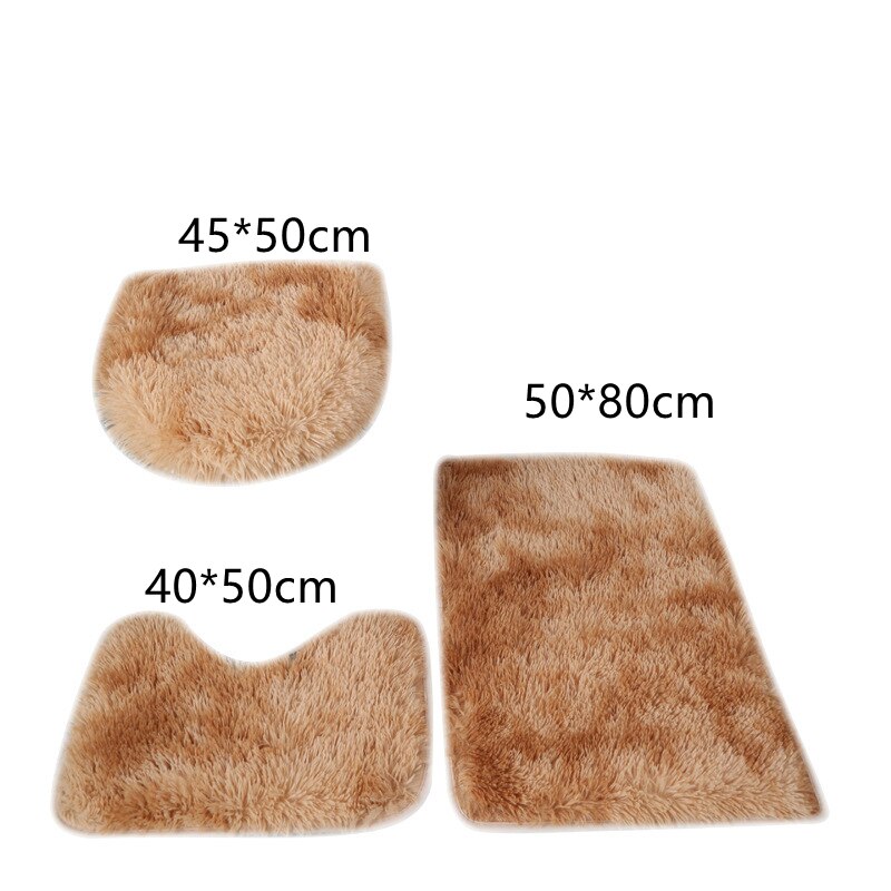 3pcs/set Tie-Dye Colorful Bathroom Mat Set Non-slip Bath WC Carpets Rectangle U-shape Bathroom Toilet Rugs And Lid Cover Kit