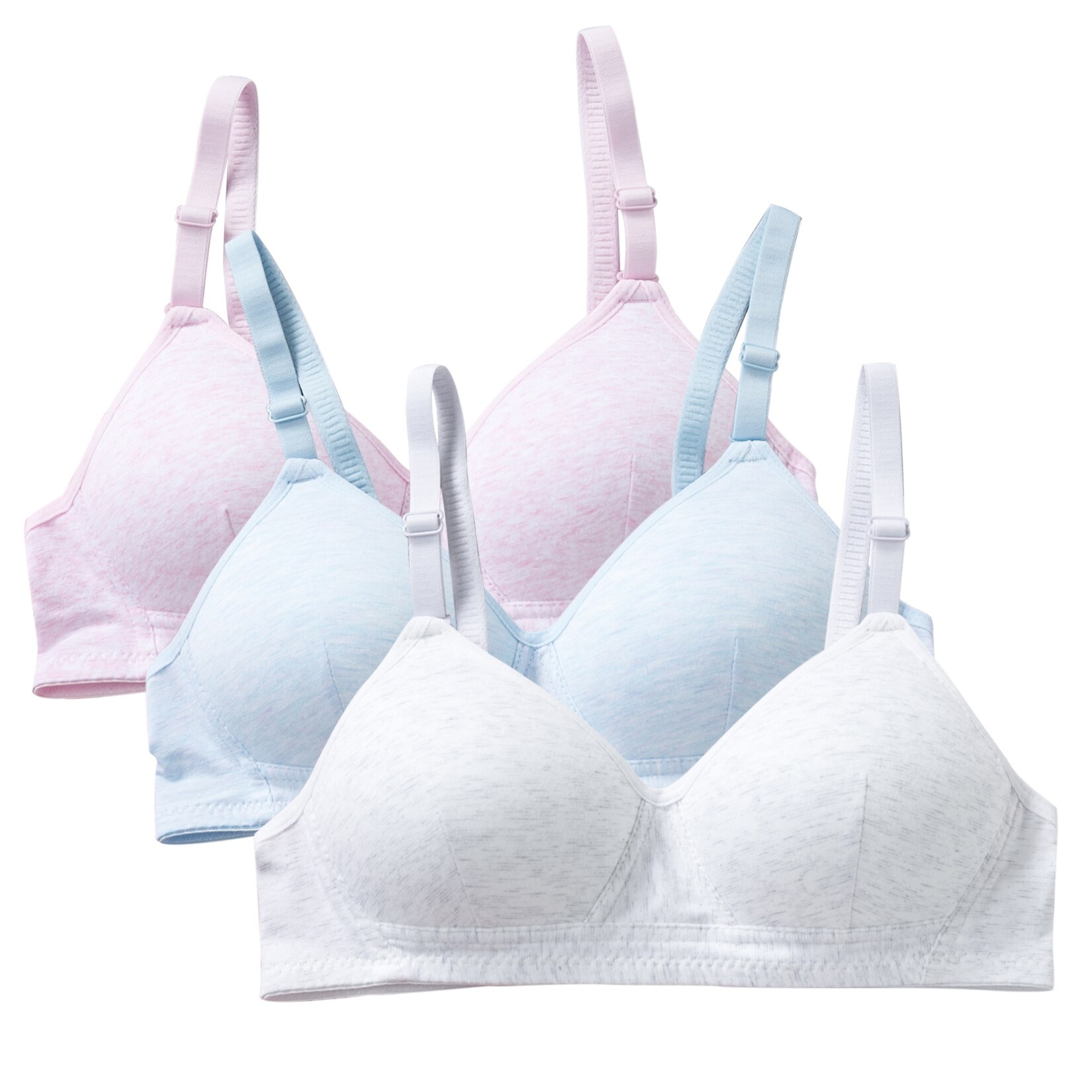 Girl Bra Kids Rackbacks Cotton Training Bra Solid Color Gym Sport Bra with Chest Pad Comfort Adolescente Lingerie: Pink Light gray Ligh / 34AB