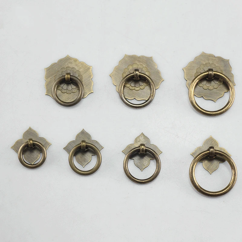 Chinese klavertje vier trekring antieke ring kastdeur handvat ophangring meubelgreep puur koperen deurring